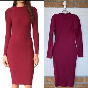 Rebecca Minkoff Magri in Wine Ribbed Knit Cutout Zip Back Dress small
